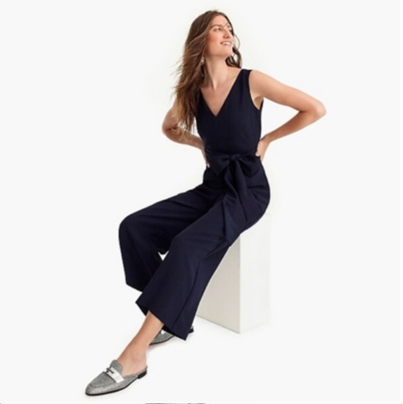 J. Crew Navy Wrap Jumpsuit - Picture 2 of 13